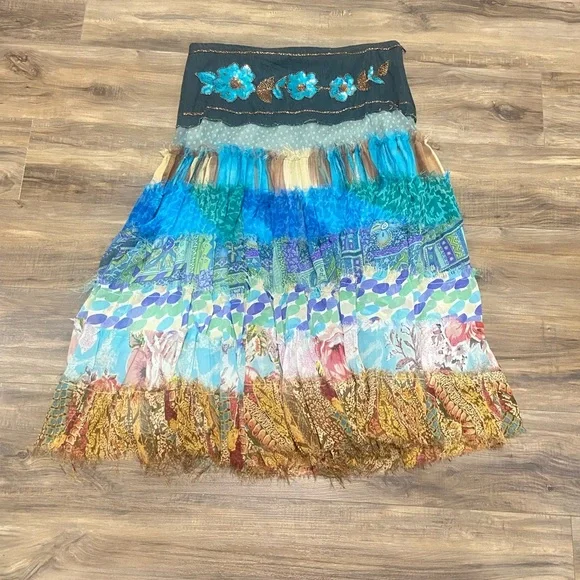 Twenty One Multicolor Patchwork Midi Skirt - Picture 2 of 6